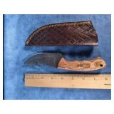 HAND-FORGED DAMASCUS STEEL GUT HOOK HUNTING KNIFE