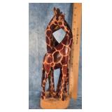 HAND CARVED WOODEN GIRAFFES STATUE 11.5" TALL