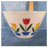 8 1/2" FIRE KING MILK GLASS TULIP MIXING BOWL
