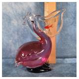 MURANO -STYLE ART GLASS PELICAN FIGURINE