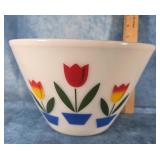 9 1/2" FIRE KING MILK GLASS TULIP MIXING BOWL