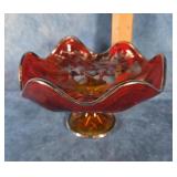 VIKING GLASS AMBERINA EPIC FOOTED BOWL