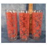 6 LIBBY CRAL ROSE HIGH BALL TOM COLLINS GLASSES