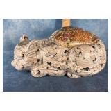 LG ROYAL SATSUMA PORCELAIN SLEEPING CAT FIGURINE