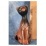 MEXICAN FOLK ART CERAMIC HAND-PAINTED CAT 6.5"