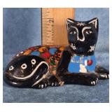 HAND-PAINTED MEXICAN FOLK ART CAT FIGURINE