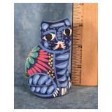 HAND-PAINTED MEXICAN FOLK ART CAT FIGURINE 3.5"