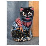 HAND-PAINTED MEXICAN FOLK ART CAT FIGURINE 3.5"