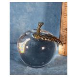GLASS APPLE PAPERWEIGHT IN BOX