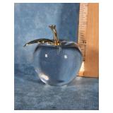 GLASS APPLE PAPERWEIGHT IN BOX