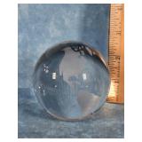 CLEAR GLASS WORLD GLOBE PAPERWEIGHT IN BOX