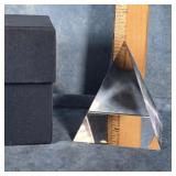 OPTICAL GLASS PYRAMID PRISM PAPERWEIGHT IN BOX