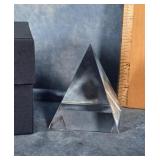 OPTICAL GLASS PYRAMID PRISM PAPERWEIGHT IN BOX