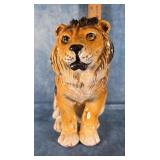 MID-CENTURY ITALIAN MAJOLICA SEATED LION FIGURINE