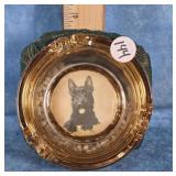 AMBER GLASS SCOTTIE DOG BEAN BAG ASHTRAY