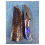 8" HAND FORGED DAMASCUS STEEL SHARK CUT OUT KNIFE