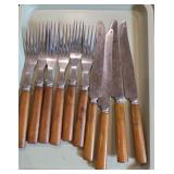 MID-CENTURY AMBER BAKELITE FLATWARE BOX LOT