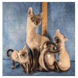 VTG. MCM CERAMIC SIAMESE FAT FAMILY TV LAMP