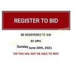 REGISTER BY 2PM SUNDAY 6/20 or NO BIDDING!