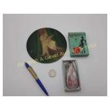 Risque Adult Pen, Key Chain, Cards, Coin, Pic