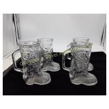 4 Libbey Beer Boot Mugs