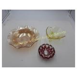 Iridescent Carvival Marigold Bowl, Yellow Depress