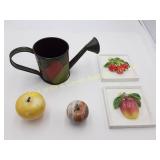 Solid Marble Apple Paper Weights, Tin Water Can