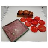 Japanese Rice Bowls, Lacquerware Serving Tray,