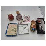 Holland Wood Shoe, Vntg Egg Candle, Etc