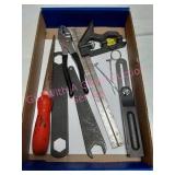 Combo Square Level, Sheetrock saw, Pliers