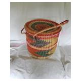 Multi Color Tight Weave Straw Sewing Basket