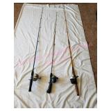 3 Fishing Poles & Reels (Heddon Vintage Pole)