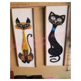 Mid Century Mod Mosaic Gravel Art Cats