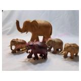 Hand Carved Wood Elephants