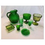 Variety of Green Glassware