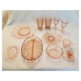 Variety of Pink Depression Glassware