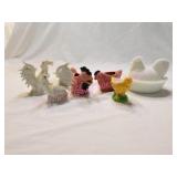 Lenwile Rooster& Hen, Egg cup, Covered Chicken