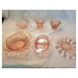 Variety of Pink Depression Glassware