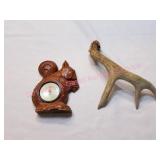 Deer Antler & Vintage Squirrel Thermometer