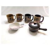 Mexican Pottery Mugs, Maple Leaf Bowl