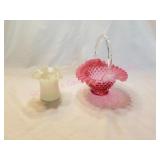 Fenton Hobnail Brides Basket & Silvercrest vase