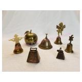 Variety of Brass Bells, 2 small copper bells