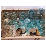 Antique Bale Handle Blue Ball Jars, Zinc Lids