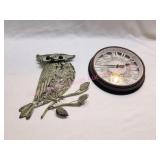 Metal Owl Wall Art & Clock