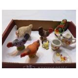 Vintage Japan Miniatures Rooster, Chickens