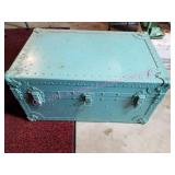 Antique Tea/lTurquoise Train Travel Trunk
