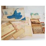 1938 Auto Supply Calendar, & Vintage Hunt fish map