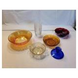 Ruby Red, Marigold Iridescent Carnival Bowl, Red