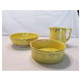 Vintage Halls Yellow Pitcher, Bowl, & Casserole