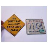 Vintage Motorcycle License Plate, Dirty Rat Sign